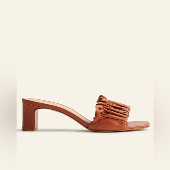 Reformation Shereen Ruched Block Heel Mule in Pecan 9 - Picture 2 of 12
